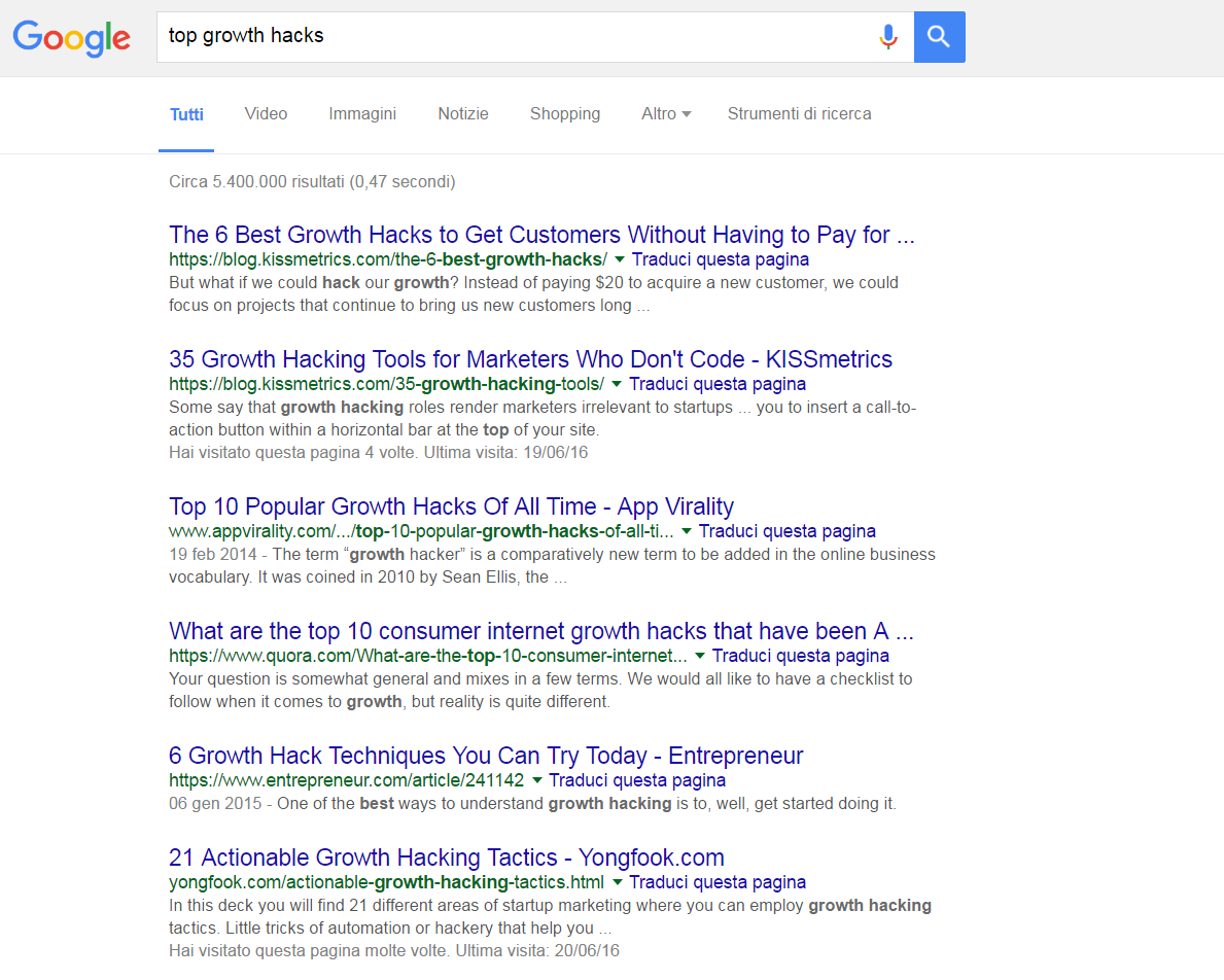 growth hacks on google